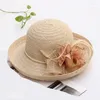 Szerokie brzegowe czapki lato elegancki kwiat słoneczny lady kapelusz ślub kobiety curl cloche anty-UV Beach