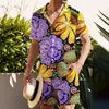 Herrspår Hawaiiansk skjorta och shorts 3D blommortryck Casual Tshirt Set Man Resort Style Beachwear Two Piece Suit Harajuku kläder 230727