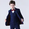 Suits Plaid Formal Boys Outfit For Wedding Kids Blazer Pants Vest Clothing Sets Children's Dress Model Runway Piano Costume 230726