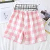 Women's Sleepwear Cotton Plaid Pajama Pants For Women Men Loose Beach Shorts Plus Size Japan Style Home Summer Casual Comfort Sleep Bottoms