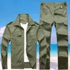 Men's Tracksuits Set Of 2 Pieces For Men Spring Autumn 2023 Tactical Military Green Army Jacket Pants Training Labor Work Clothes Suit