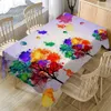 Table Cloth 3d Flower Print Rectangular Tablecloth for Table Party Table Cover Waterproof Party Wedding Decor R230726