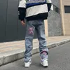 Männer Jeans Y2K Herrenmode Schwarz Koreanische Streetwear Brief Drucken Low Rise Baggy Jeans Hosen Gerade Hip Hop Denim Hosen männliche Kleidung 230726