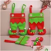 Decoraciones navideñas Elf Candy Bags Santa Spirit Pants Treat Pocket Decor Holiday Party Gifts Decoración de Navidad Jk2010Xb Drop Delivery Dhtwa