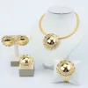 Set di gioielli da sposa Set di orecchini e collana di lusso per le donne Sposa Dubai Set di gioielli placcati in oro Elegante anello da donna Etiopia Regali nuziali 230727