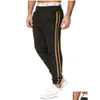 Men'S Pants New Mens Houndstooth Print Male Side Stripes Color Matching Slim Fit Sweatpants Joggers Track Overalls Drop Delivery Appar Dhrus