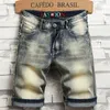 2023 été nouveau jean court extensible mince mode rétro faire vieux Design Denim Shorts Streetwear 98% coton Cargo Shorts mâle