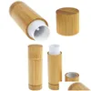 Garrafas de embalagem redondas embalagens de cosméticos tubo de batom de bambu vazio recipiente de bálsamo para os lábios tubos de armazenamento de brilho para mulheres drop delivery off dhp48