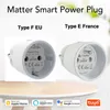 Smart Power Plugs Lonsonho Matter WiFi Smart Plug Mini Type F / E EU SOCKET 16A POWER METERT COMPATIBLE HOMEKIT ALEXA HOME TUYA APP HKD230727