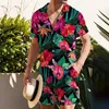 Herrspår Hawaiiansk skjorta och shorts 3D blommortryck Casual Tshirt Set Man Resort Style Beachwear Two Piece Suit Harajuku kläder 230727