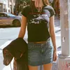 Женская футболка винтажная классическая рок-рисовая футболка Женская летняя круглая шея с коротким рубашкой.