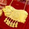 Traditional Wedding Pendant Necklace 18k Yellow Gold Filled Lovely Pig Design Bridal Womens Jewelry High Polished272W