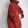 Women's Sweaters Blue Oversize Turtleneck Sweater Red Pullovers Knitted Top For Women Winter Autumn 2023 Thick Soft Girl Baggy