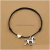 Charm Bracelets Vintage Running Horse Pendant Heart Lucky Red Cord Rope Adjustable For Women Men Animal Jewelry Gifts Drop Delivery Dhfnn