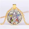 Подвесные ожерелья сверхъестественное эзотерическое ожерелье пентаграммы Древо жизни Тройной луна Wicca Star Glass Gem 4 Color