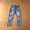 2023 Designer Mens Make Old Washed Jeans raka byxor High Street Letter Prints för kvinnor