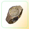 Algarismos arábicos Mens Full Diamond Relógios Hip Hop Moda Feminina Iced Out Watch 18K Gold Classic Watch Gift7505762