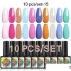 Nail Gel Parkson 10st Polish Set Glitter Semi Permanent Hybrid Varnish Soak Off UV LED Art Manicure Nails Drop Delivery Health Beaut Dh1zd