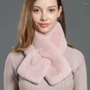 Harvkorean Solid Color Faux Päls Cross Plush Scarf Women's Winter Thicken Double Sided Collar Neck Protector Warm T27