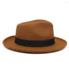 Bérets Hommes Femmes Laine Panama Chapeaux Large Bord Noeud Papillon Sunhat Fedora Caps Trilby Jazz Travel Party Street Style US Taille 7 1/8-7 3/8 UK M-L