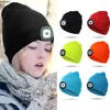 Casquettes de cyclisme USB chapeau rechargeable haute luminosité enfant phare casquette 4 LED éclairage de nuit tricoté