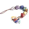 Arts And Crafts Pendant Necklaces Natural Stone Car Hanging Decoration Amet Healing 7 Chakra Chip Tassel Reiki Crystal Keychain Door H Dhcew