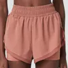 Lu Womens Yoga Outfits Summer High midjeshorts träning korta byxor fitness bär flickor som kör elastiska vuxna byxor sportkläder fodrad andningsbar