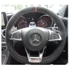 Pour Benz AMG C63S haute qualité cousu à la main anti-dérapant daim noir fil rouge bricolage volant Cover302U