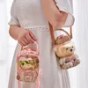 Water Bottles 1000ml Large Capacity Cartoon Bear Plastic Sippy Cup Children's Portable Backpack Kettle Bottle Mug With Straw Girl's