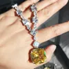 ペンダントネックレスkqdance luxury 20mm sarge vark blue Pink Yellow Green Stone Lab Emerald Sapphire Diamond Tennis Chain Necklace Jewelry 230727