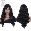 Perucas sintéticas retas front lace perucas com franja peruca franja sem cola frontal sintética frontal para mulheres negras 230227