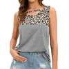 Women's T Shirts Womens Neck Tops Summer Leopard Detail Print Top Casual Cami Blouses S-XXL