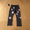 2023 Designer Mens Make Old Washed Jeans raka byxor High Street Letter Prints för kvinnor