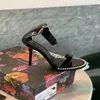 2023-Classic Pearl Ladies High Heels Sexy Black Patent Leather Sandals Luxury Designer Girls Wedding Party Dress Large Size 42