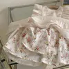 Fille Robes Coréenne En Mousseline De Soie Pétale Manches Maille Filles Robe D'été Enfants Vêtements Floral Imprimer Enfant Princesse Pour La Fête De Mariage Porter