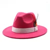 Boinas Mujeres Hombres Lana Sombrero Fedora con Cloche Cinta Caballero Elegante Dama Invierno Otoño Ala ancha Jazz Padrino Sombrero Gorra