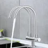 Kitchen Faucets Single Cold Water Faucet Steam Deck Mixer Tap Nozzle 360 Degree Rotate Spout Sink Double Outlet