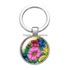 Schlüsselanhänger Lanyards Colorf Schönheit Blumen Mode Glas Cabochon Schlüsselbund Tasche Auto Schlüsselringe Halter Charms Silber Überzogene Ketten Frauen Gi Dhfvg