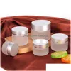 Packing Bottles 5G 10G 15G 20G 30G 50G Frosted Glass Bottle Clear Cosmetic Jar Empty Face Cream Lip Balm Storage Container Refillable Otupi