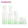 Storage Bottles & Jars 5pcs lot Empty Gradient Green Glass Press Pump Lid Spray Bottle Lotion Cream Cosmetic Packing Containers3078