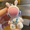 Kawaii astronaut kanin nyckelkedja söt mjuk gummi djur rymd kosmonaut nyckelring för kvinnor flickor väska tillbehör par gåvor