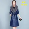 Women's Leather Women Jacket Autumn Winter 2023 Mid-Length Korean Style Slim Lapel Windbreaker