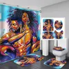 Funny Shower Curtains Bathroom Sets Shower Curtain Set with U-shaped Rug Mat Set Toilet Cover 180X180CM Extra Long Shower Curtain266x