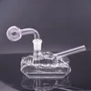 Atacado criativo mini tanque 3D forma narguilé 14mm feminino água dab rig tabaco bong cachimbo com tigela de queimador de óleo de vidro para fumar erva seca