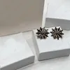 Stud925 Silver needle black | Light gold two color vintage inset crystal flower earrings, personalized earrings for women, banquet, gifts, high quality with box