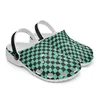 Diy custom shoes slippers mens womens black green checkered pattern sneakers trainers 36-48