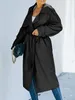 Giacche da donna Trench lungo doppio petto Cappotto da donna Classico con risvolto Cappotto antivento con cintura Autunno Streetwear 230727
