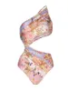 Pantolon Vintage Oneshoulder Colorblock Çiçek Baskı Mayo ve Örtü Seti Brezilya Mayo Takımına Yaz Plaj Giyim Yüzme Takım