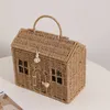 fashion rattan women shoulder bags handbags cartoon little house wicker woven crossbody bag summer beach straw bag lady purses