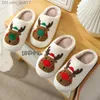 Slippers Vrouwen winter pluizig bont slider pluche fluwelen Kerst elanden katoen slider indoor slider paar cartoon katoenen schoenen Z230727